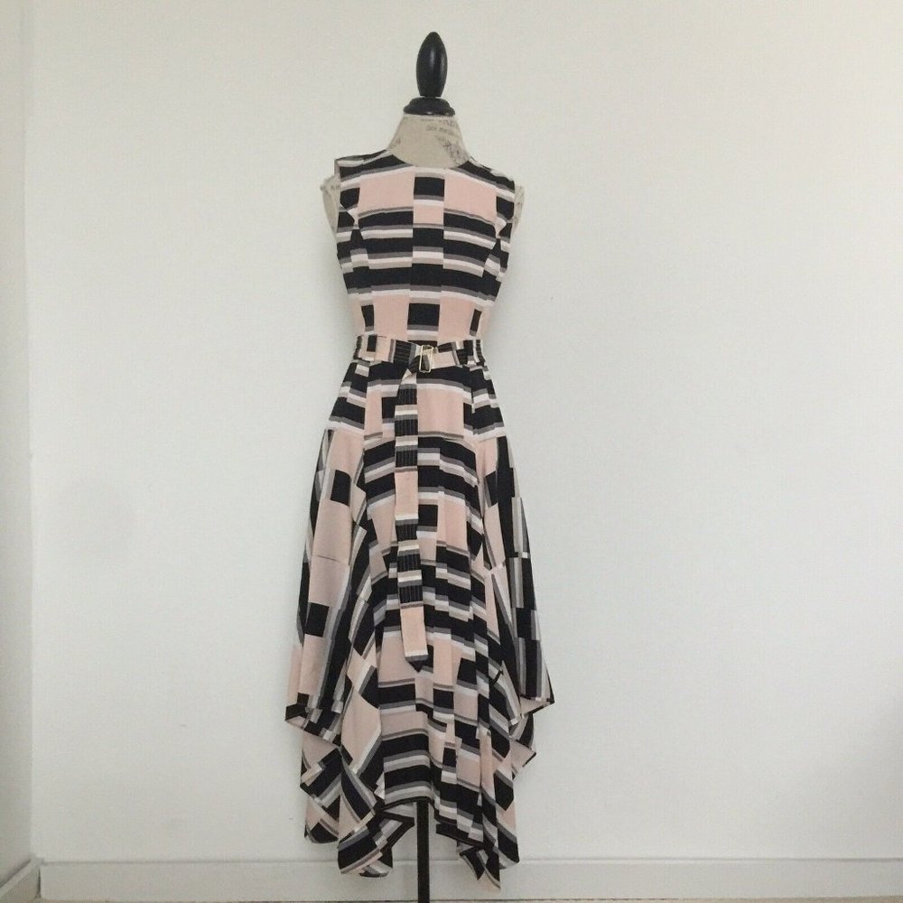 Calvin Klein Black and Pink High Low Dress